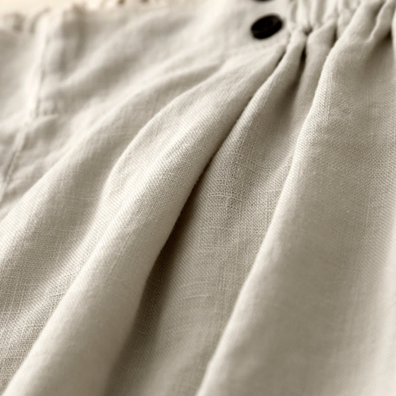 Buddha Stones夏 カジュアル プリーツ 無地 コットン リネン レディース ショートパンツ ポケット付き - image 20