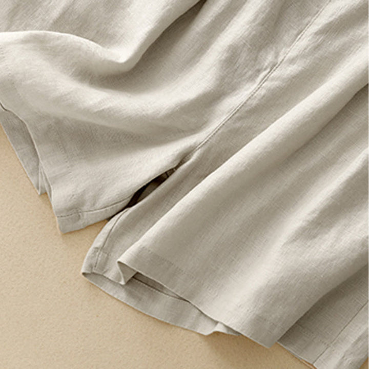 Buddha Stones夏 カジュアル プリーツ 無地 コットン リネン レディース ショートパンツ ポケット付き - image 22