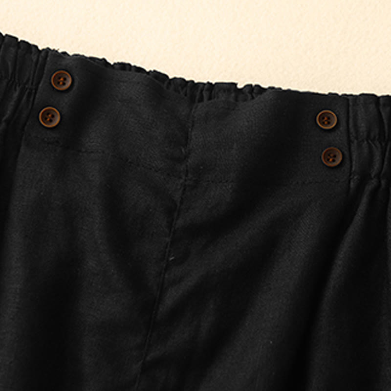 Buddha Stones夏 カジュアル プリーツ 無地 コットン リネン レディース ショートパンツ ポケット付き - image 28