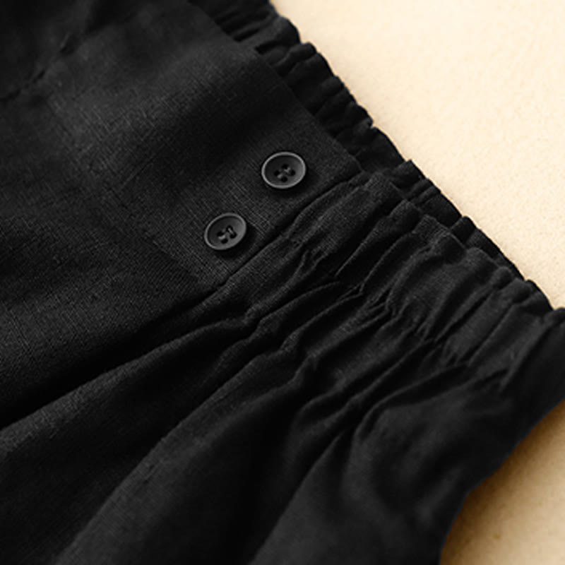 Buddha Stones夏 カジュアル プリーツ 無地 コットン リネン レディース ショートパンツ ポケット付き - image 27