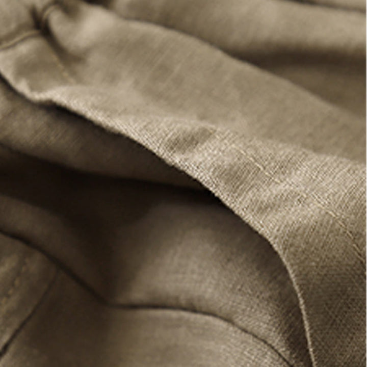 Buddha Stones夏 カジュアル 無地 コットン リネン レディース エラスティック ストレート ショーツ ポケット付き - image 3