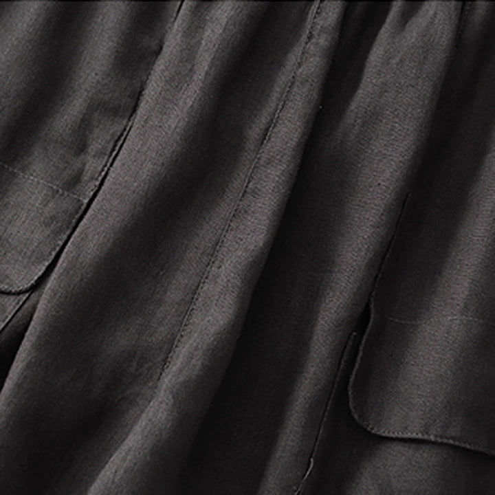 Buddha Stones夏 カジュアル 無地 コットン リネン レディース エラスティック ストレート ショーツ ポケット付き - image 26