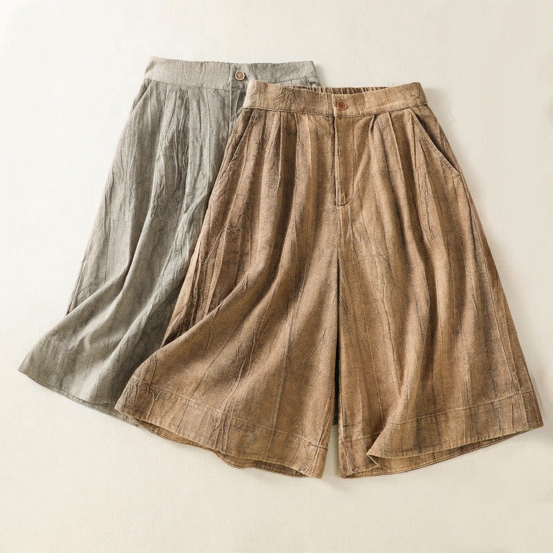 Buddha Stones夏カジュアル タイダイ 無地 コットン レディース ショートパンツ ポケット付き - image 17