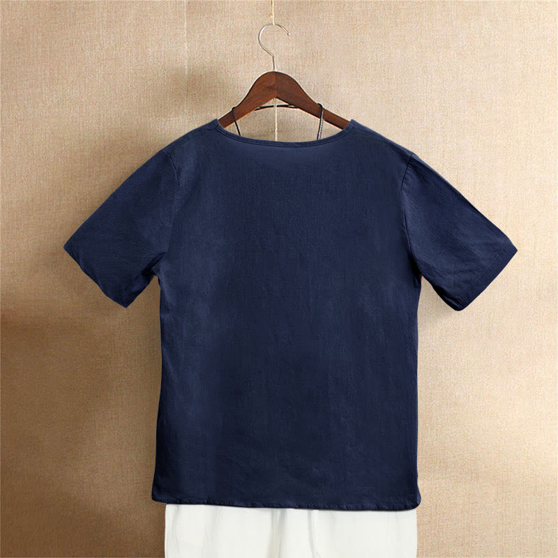 Buddha Stonesカジュアル サマー 無地 ジャカード ボタン クルーネック レディース 半袖Tシャツ - image 11