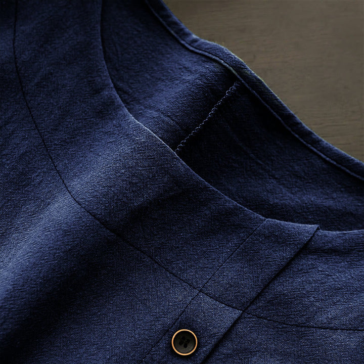 Buddha Stonesカジュアル サマー 無地 ジャカード ボタン クルーネック レディース 半袖Tシャツ - image 12
