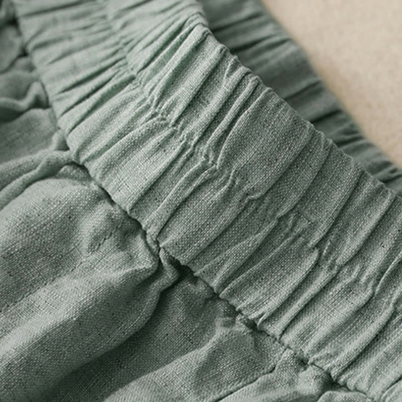 Buddha Stones夏 カジュアル ボタン 無地 コットン レディース ショートパンツ ポケット付き - image 4