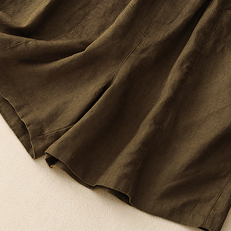 Buddha Stones夏 カジュアル ボタン 無地 コットン レディース ショートパンツ ポケット付き - image 16