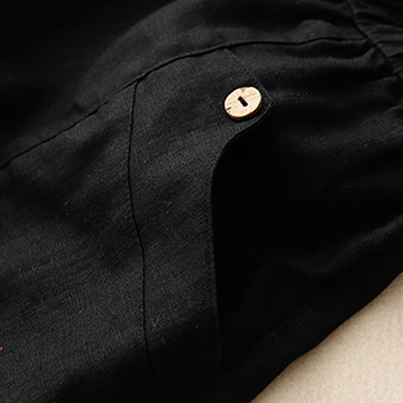 Buddha Stones夏 カジュアル ボタン 無地 コットン レディース ショートパンツ ポケット付き - image 23