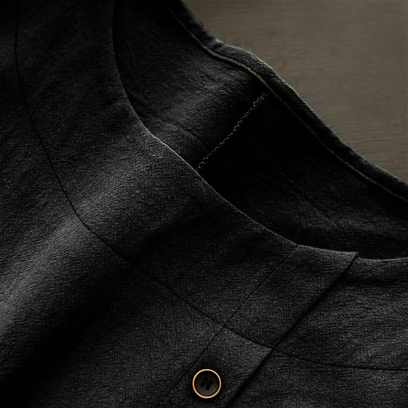 Buddha Stonesカジュアル サマー 無地 ジャカード ボタン クルーネック レディース 半袖Tシャツ - image 52