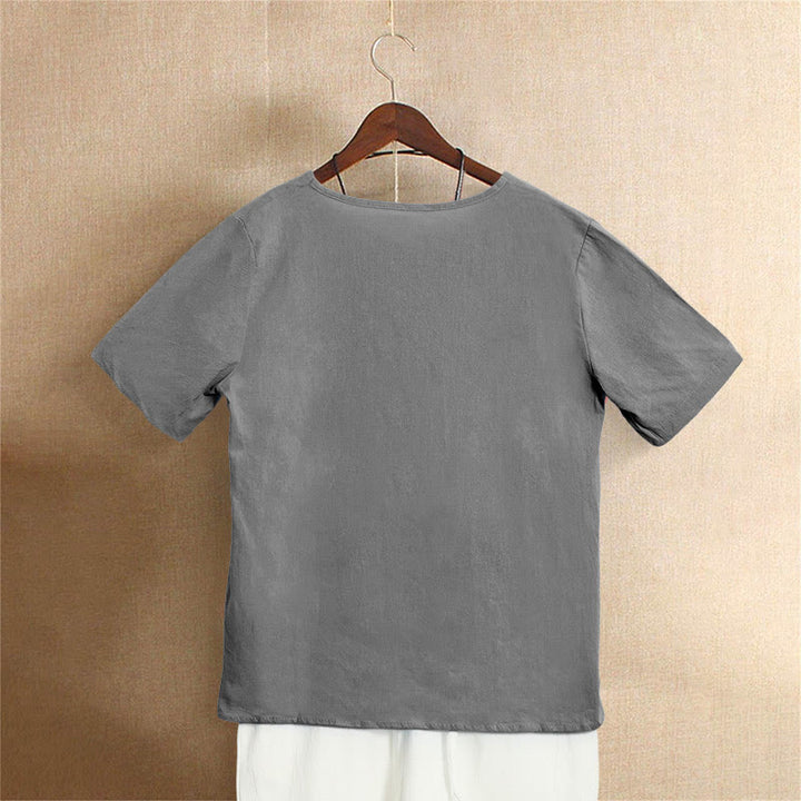 Buddha Stonesカジュアル サマー 無地 ジャカード ボタン クルーネック レディース 半袖Tシャツ - image 56