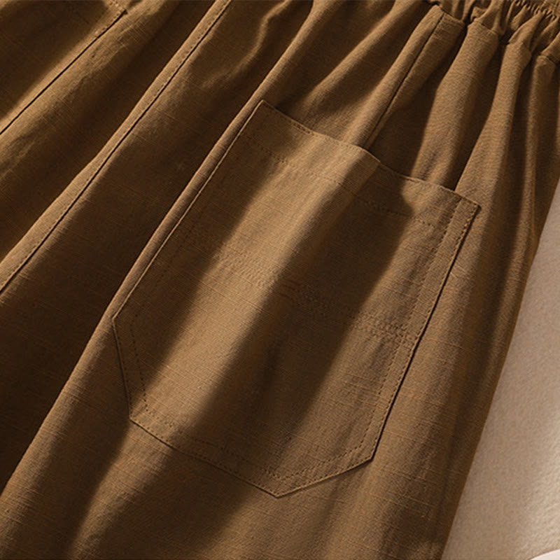 Buddha Stones夏 カジュアル 伸縮性ウエスト 無地 レディース ポリエステル ショートパンツ ポケット付き - image 6