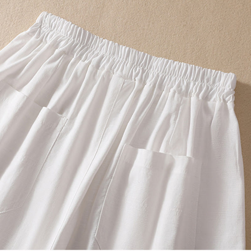 Buddha Stones夏 カジュアル 伸縮性ウエスト 無地 レディース ポリエステル ショートパンツ ポケット付き - image 12