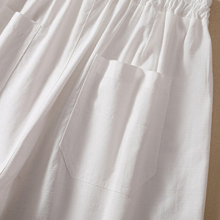 Buddha Stones夏 カジュアル 伸縮性ウエスト 無地 レディース ポリエステル ショートパンツ ポケット付き - image 10