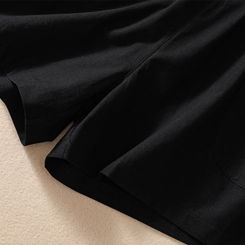 Buddha Stones夏 カジュアル 伸縮性ウエスト 無地 レディース ポリエステル ショートパンツ ポケット付き - image 16