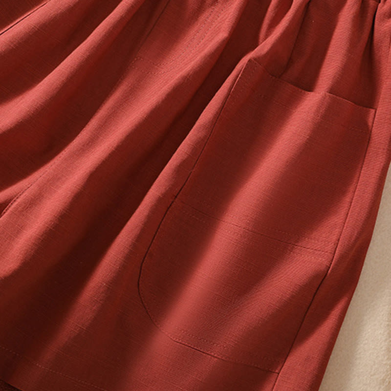 Buddha Stones夏 カジュアル 伸縮性ウエスト 無地 レディース ポリエステル ショートパンツ ポケット付き - image 21