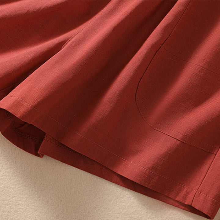 Buddha Stones夏 カジュアル 伸縮性ウエスト 無地 レディース ポリエステル ショートパンツ ポケット付き - image 23