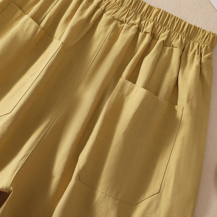 Buddha Stones夏 カジュアル 伸縮性ウエスト 無地 レディース ポリエステル ショートパンツ ポケット付き - image 28