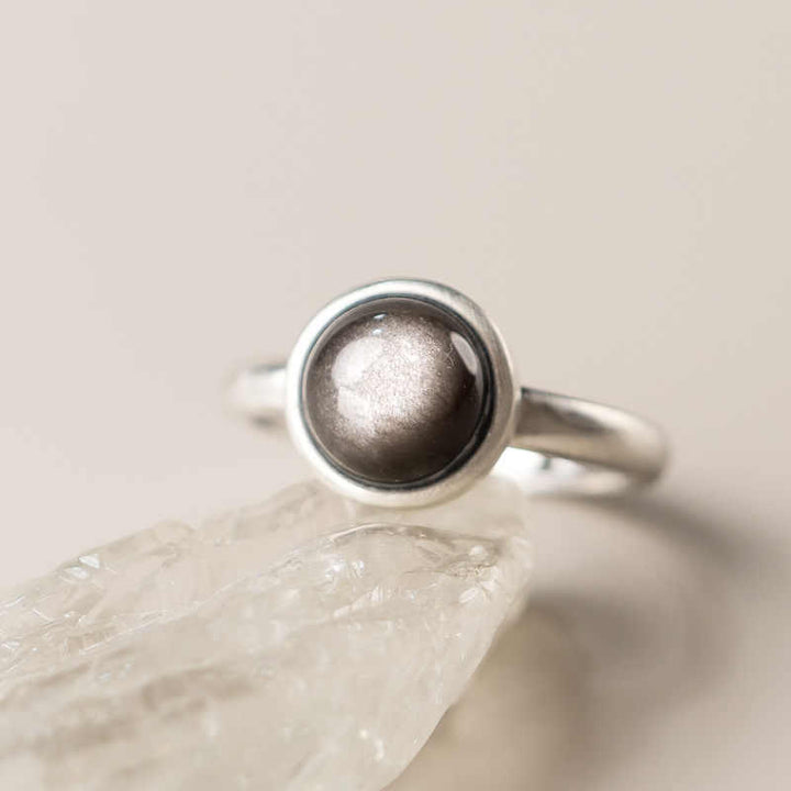 Buddha Stones天然 925 スターリングシルバー シルバーシーンオブシディアン 調節可能 プロテクションリング - image 10