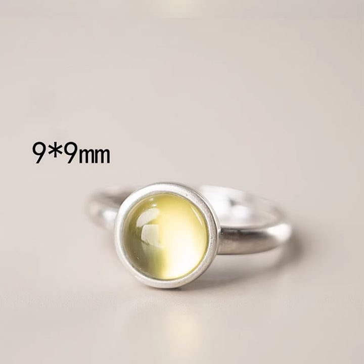 Buddha Stones天然925スターリングシルバー プレナイト シトリン 調節可能な幸福リング - image 7