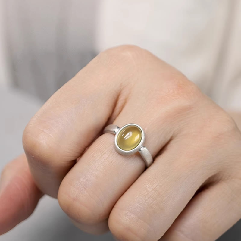Buddha Stones天然925スターリングシルバー プレナイト シトリン 調節可能な幸福リング - image 2