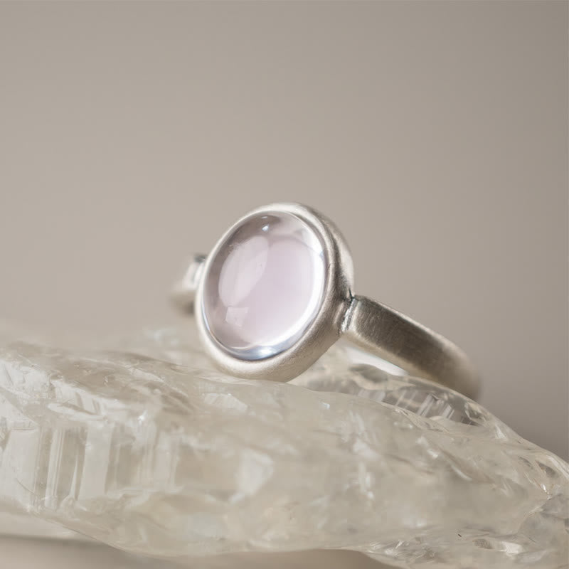 Buddha Stones天然 925 スターリングシルバー ピンククリスタル 調節可能な温かみのあるリング - image 1