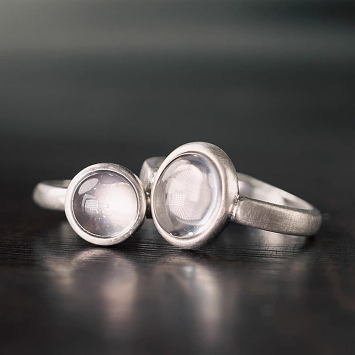 Buddha Stones天然 925 スターリングシルバー ピンククリスタル 調節可能な温かみのあるリング - Aスタイル（約9×11mm） - image 0