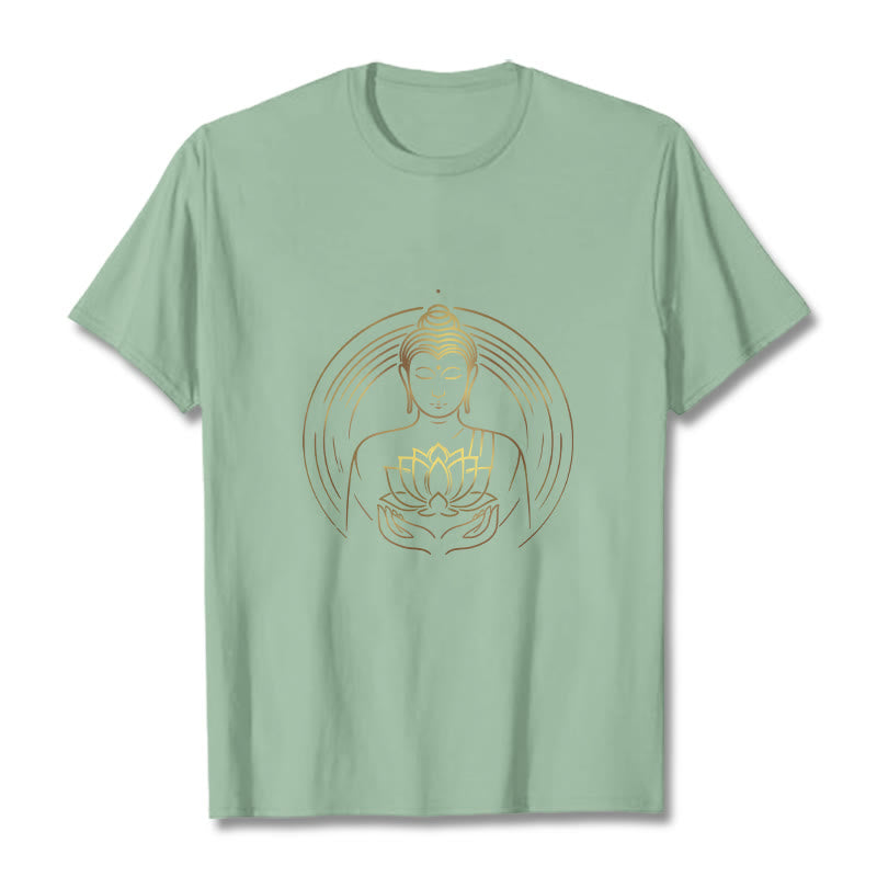 Buddha Stones蓮の花を持つ黄金の仏像 Tシャツ - ペールグリーン - 2XL - image 15