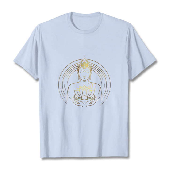 Buddha Stones蓮の花を持つ黄金の仏像 Tシャツ - ライトシアン - 2XL - image 19
