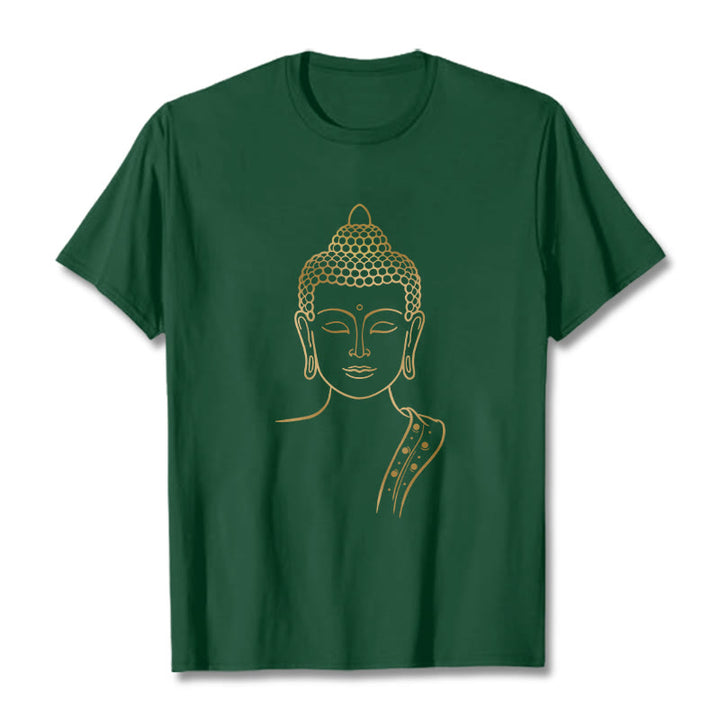 Buddha Stones黄金の仏陀の深い瞑想Tシャツ - フォレストグリーン - 2XL - image 1