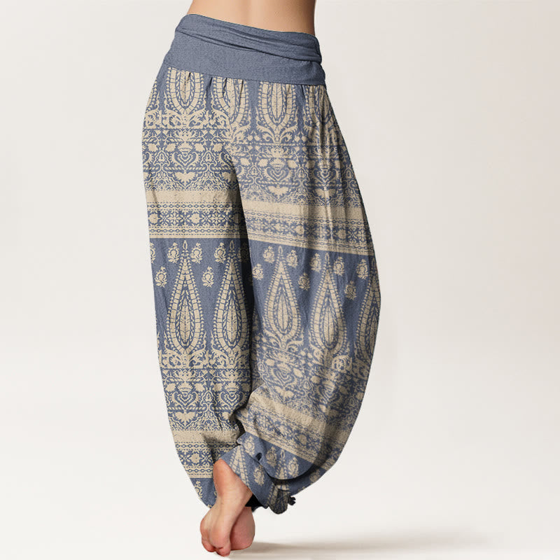 Buddha Stonesピュアコットン カジュアル フェザーストライプデザイン レディース 伸縮性ウエスト ハーレムパンツ - image 6