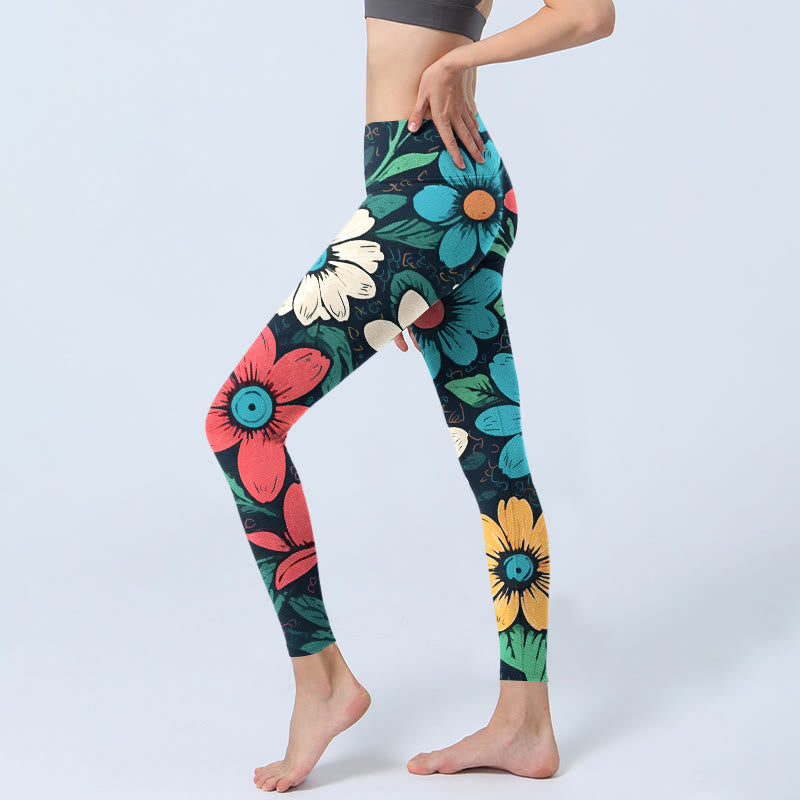 Buddha Stonesのカラフルな花柄プリントジムレギンスレディースヨガパンツ - image 2
