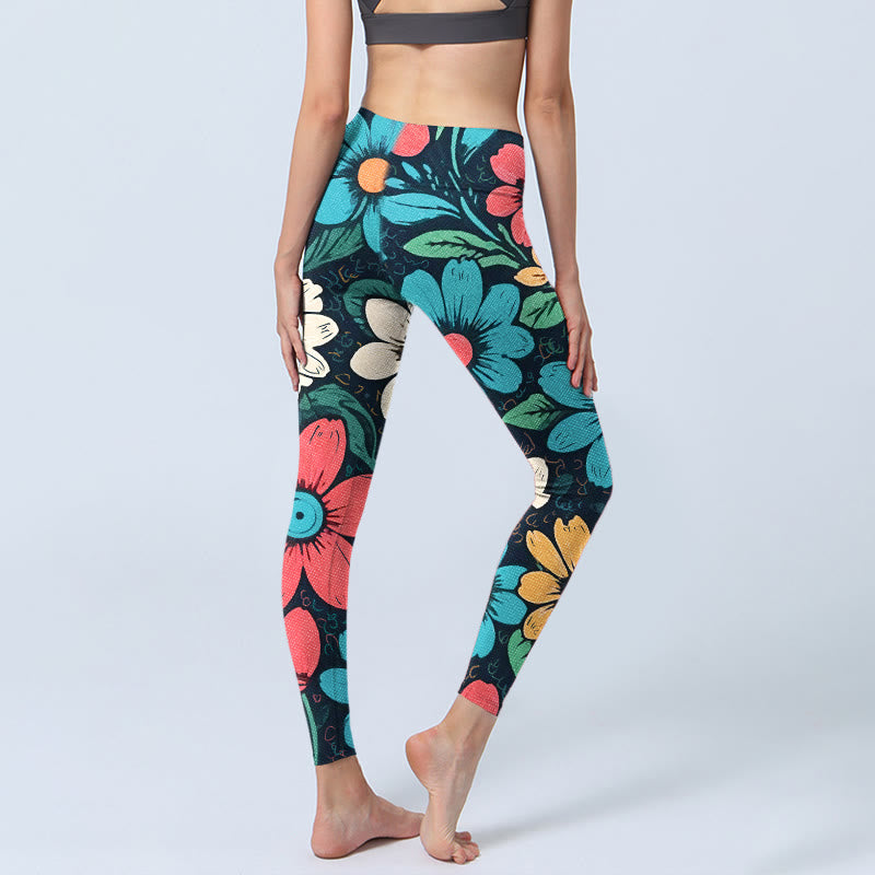 Buddha Stonesのカラフルな花柄プリントジムレギンスレディースヨガパンツ - image 3