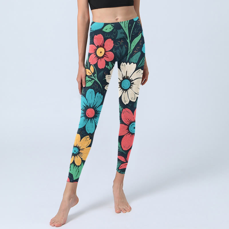 Buddha Stonesのカラフルな花柄プリントジムレギンスレディースヨガパンツ - image 5