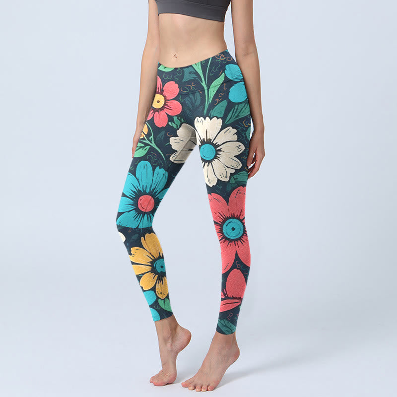 Buddha Stonesのカラフルな花柄プリントジムレギンスレディースヨガパンツ - 黒 - US18、 UK/AU22、 EU50 (4XL) - image 0