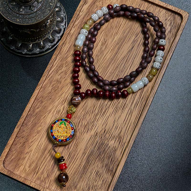 Buddha Stonesチベット手作りウッドビーズオーム・マニ・パドメ・フムサマンタバドラ菩薩純度ネックレスペンダント - image 1