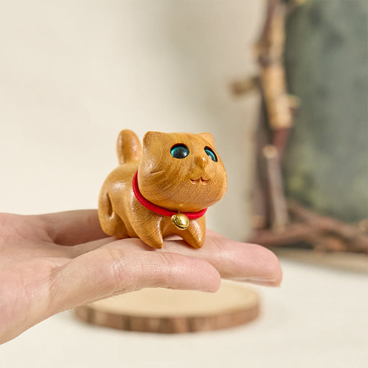 Buddha Stonesミニ白檀彫刻幸運自信猫癒し装飾 - image 5