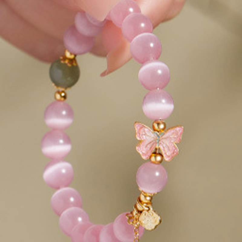 Buddha Stones 925スターリングシルバー キャッツアイ 和田翡翠 バタフライ ピースロックチャーム ピースブレスレット - image 8