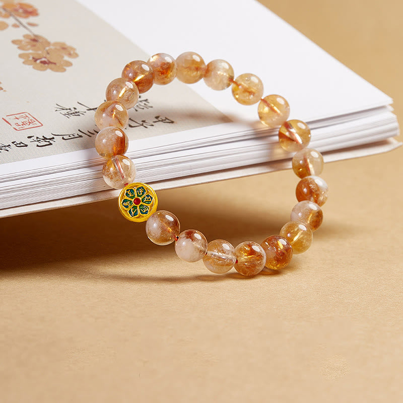 Buddha Stones999スターリングシルバー シトリンオーム・マニ・パドメ・フム守護ブレスレット - image 1