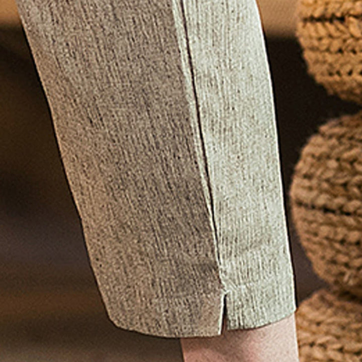 Buddha Stonesカジュアル 無地 ドローストリング メンズ 伸縮性ウエストバンド コットンリネン パンツ ポケット付き - image 17