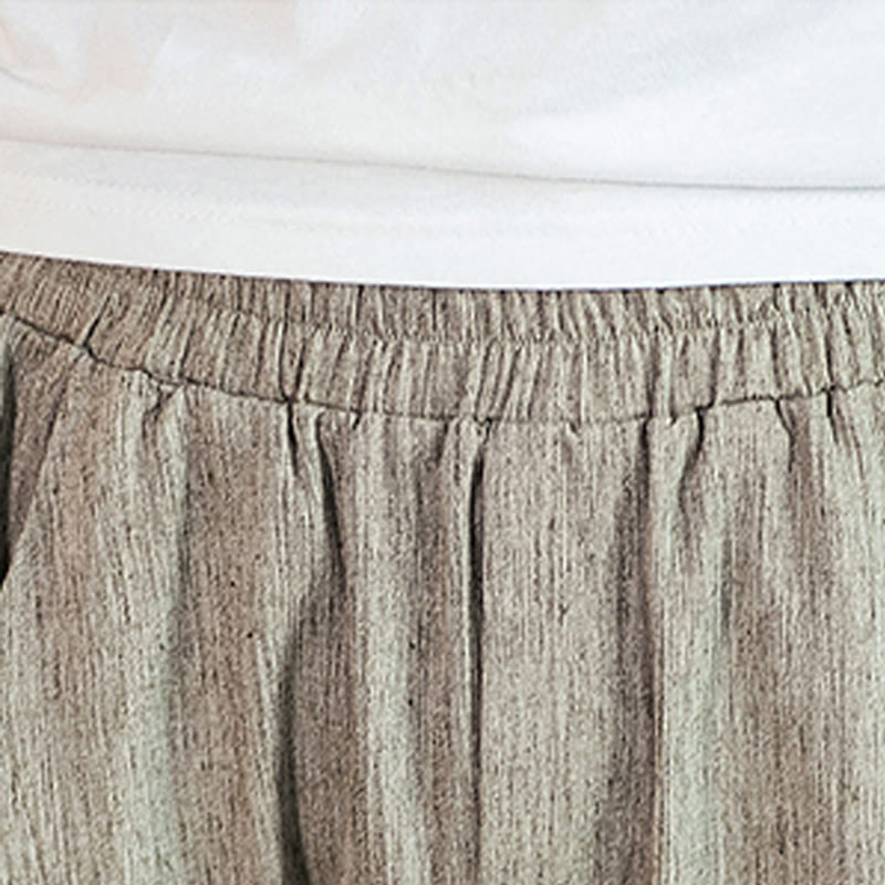 Buddha Stonesカジュアル 無地 ドローストリング メンズ 伸縮性ウエストバンド コットンリネン パンツ ポケット付き - image 12