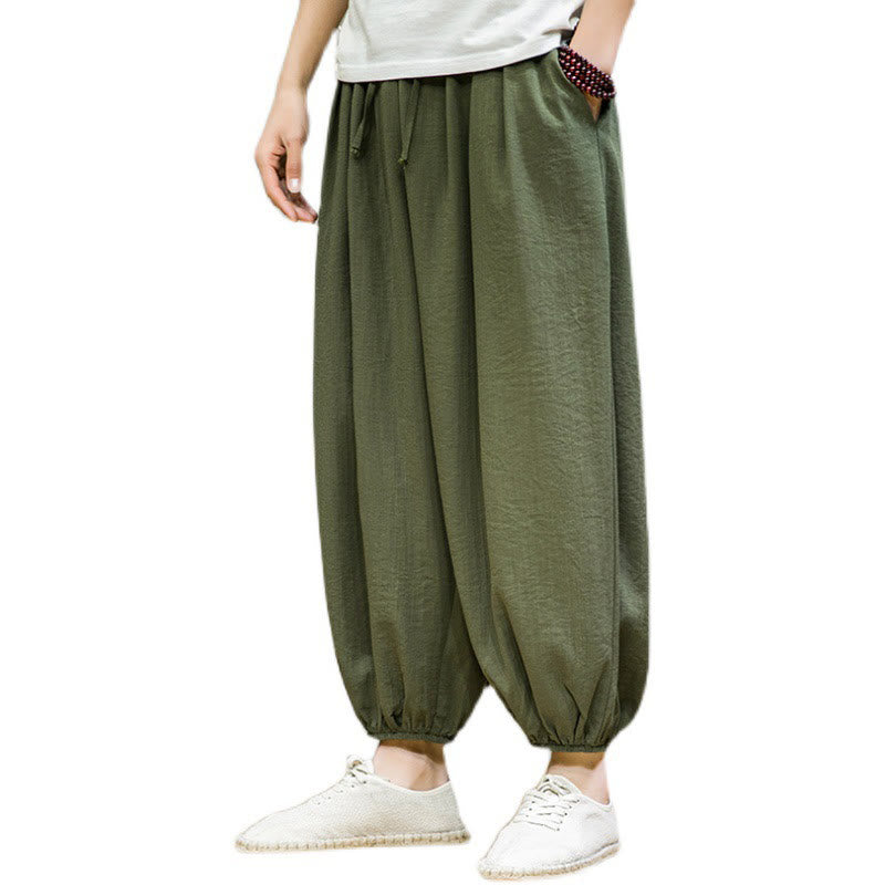 Buddha Stonesサマープレーンドローストリングメンズアンクル丈コットンハーレムパンツ（ポケット付き） - image 38