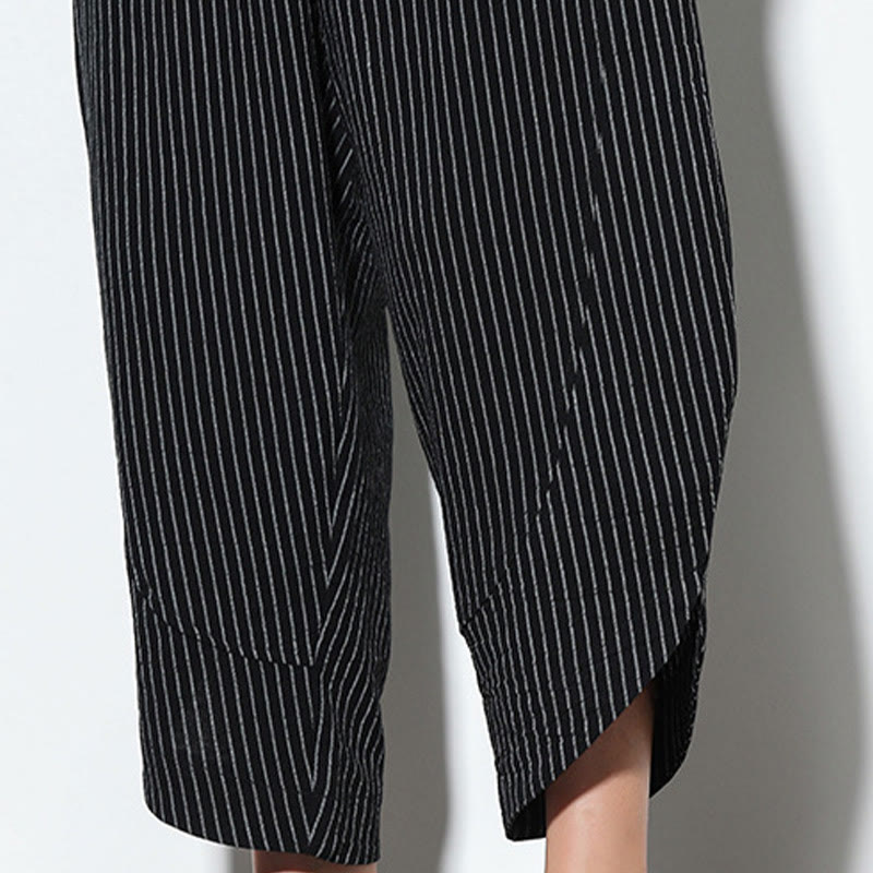 Buddha Stonesサマーストライプ柄 ドローストリング コットンリネン メンズ 7-8丈 ハーレムパンツ ポケット付き - image 21