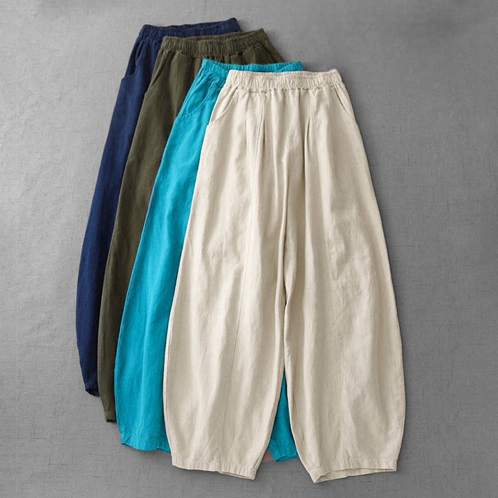 Buddha Stonesカジュアル 無地 7-8丈 レディース コットンリネン ハーレムパンツ ポケット付き - image 32