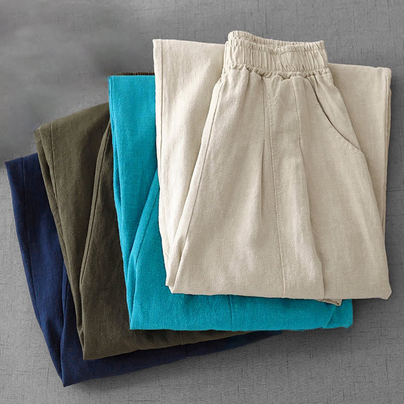 Buddha Stonesカジュアル 無地 7-8丈 レディース コットンリネン ハーレムパンツ ポケット付き - image 33