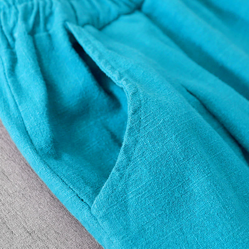 Buddha Stonesカジュアル 無地 7-8丈 レディース コットンリネン ハーレムパンツ ポケット付き - image 17