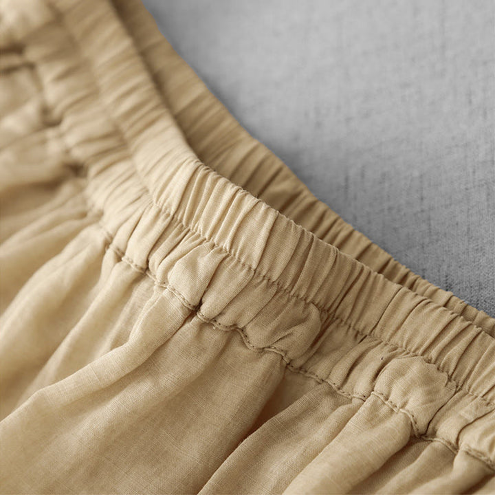 Buddha Stones通勤用 無地 レース刺繍デザイン コットン レディース ワイドレッグ クロップドパンツ ポケット付き - image 17