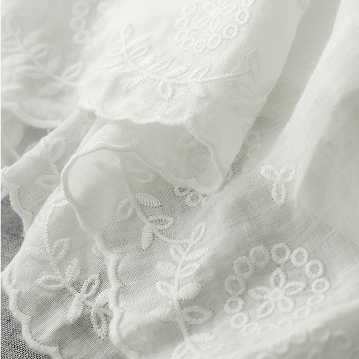 Buddha Stones通勤用 無地 レース刺繍デザイン コットン レディース ワイドレッグ クロップドパンツ ポケット付き - image 6