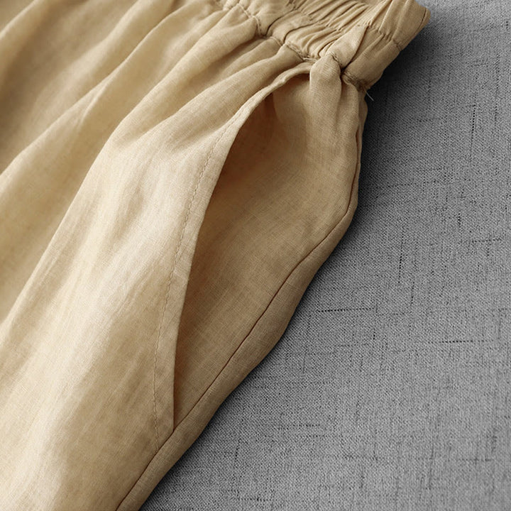 Buddha Stones通勤用 無地 レース刺繍デザイン コットン レディース ワイドレッグ クロップドパンツ ポケット付き - image 18