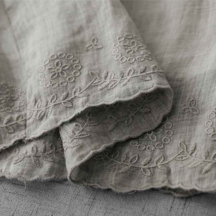 Buddha Stones通勤用 無地 レース刺繍デザイン コットン レディース ワイドレッグ クロップドパンツ ポケット付き - image 13