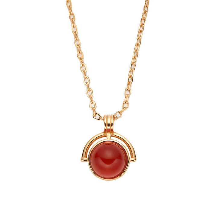 Buddha Stonesレッドアゲート タイガーアイ アクアマリン ムーンストーン 925スターリングシルバー 自信のネックレスペンダント